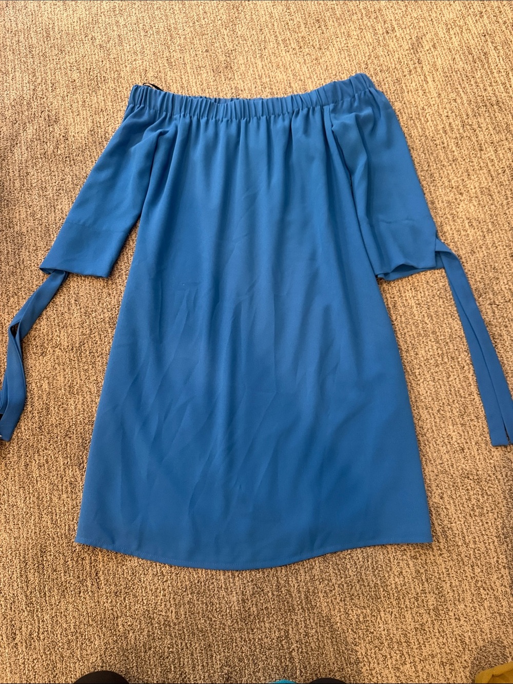 Vince Camuto One-Shoulder Royal Blue Tie-Sleeve Dress